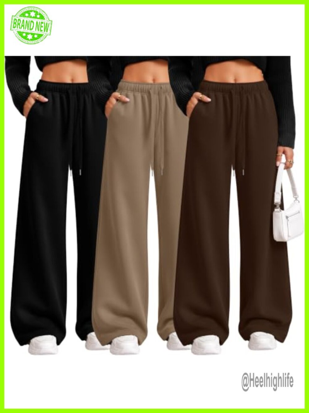 3 Pack Women's Wide Leg Sweatpants Baggy Lounge Pants with Pockets